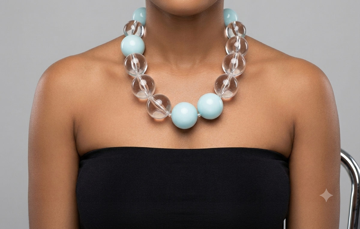 Light Blue & Clear Bubble Acrylic Necklace
