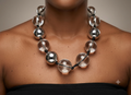 Acrylic Clear & Chrome Ball Necklace