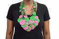 Emerald Green & Pink Bib Style Necklace