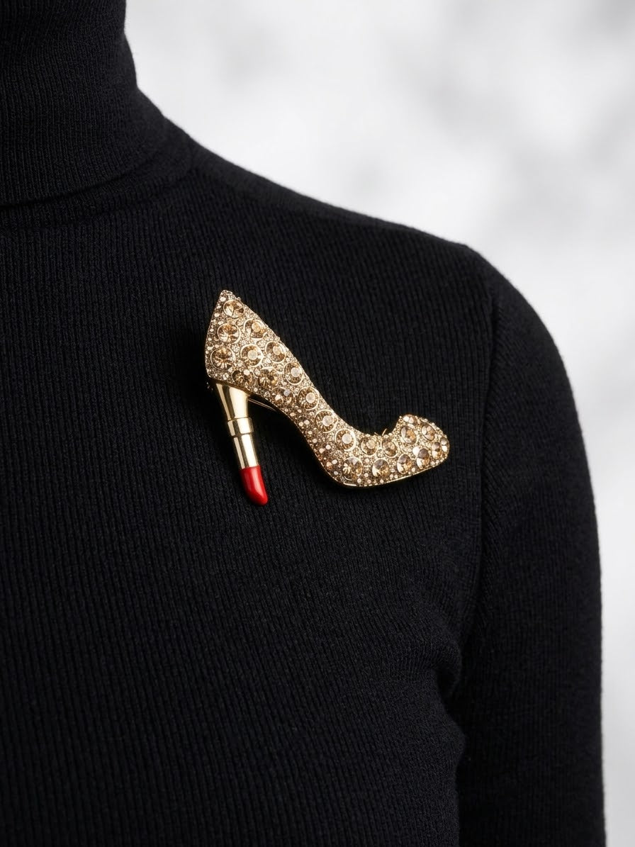 Gold Shoe Brooch