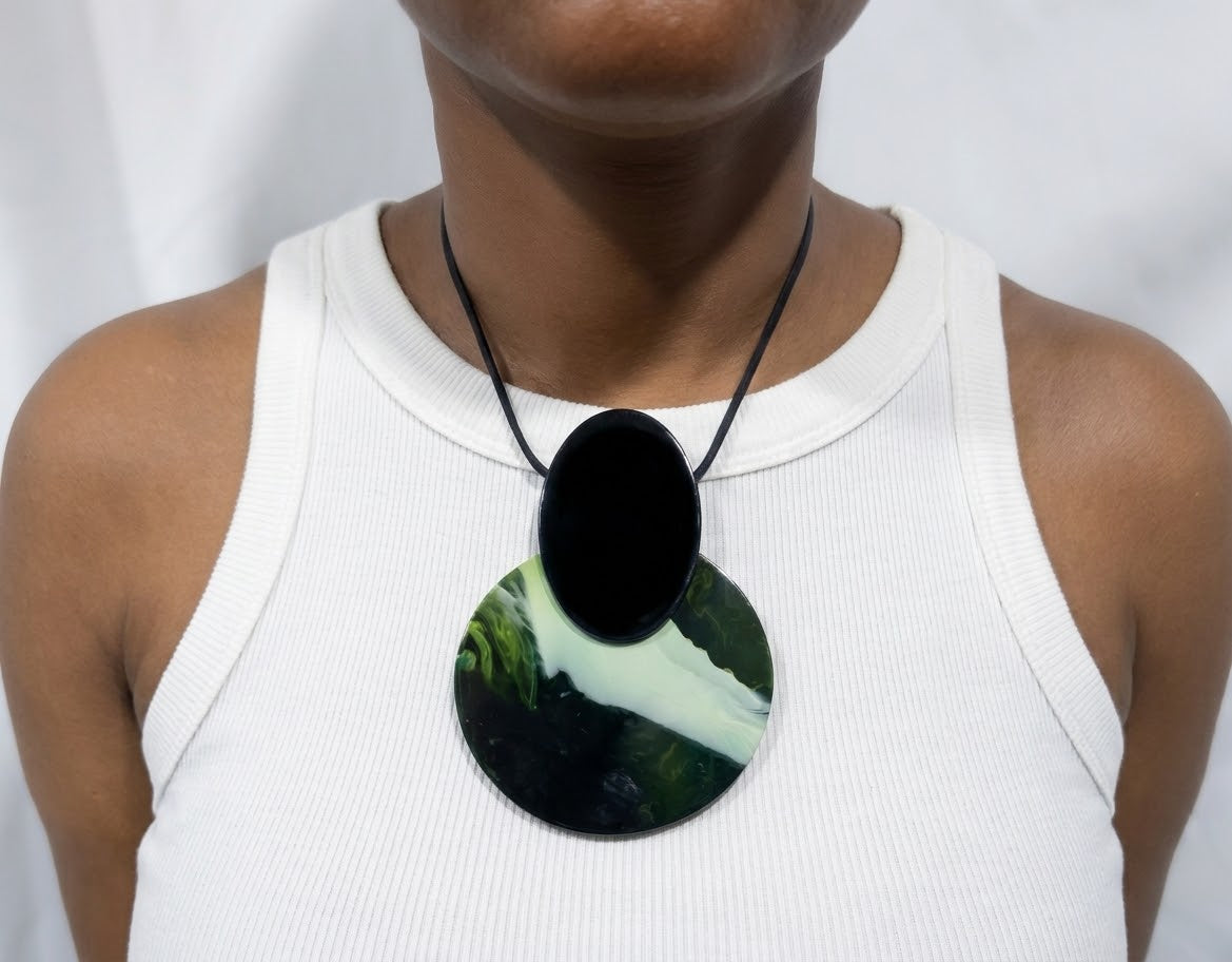 Abstract Resin Pendant Necklace