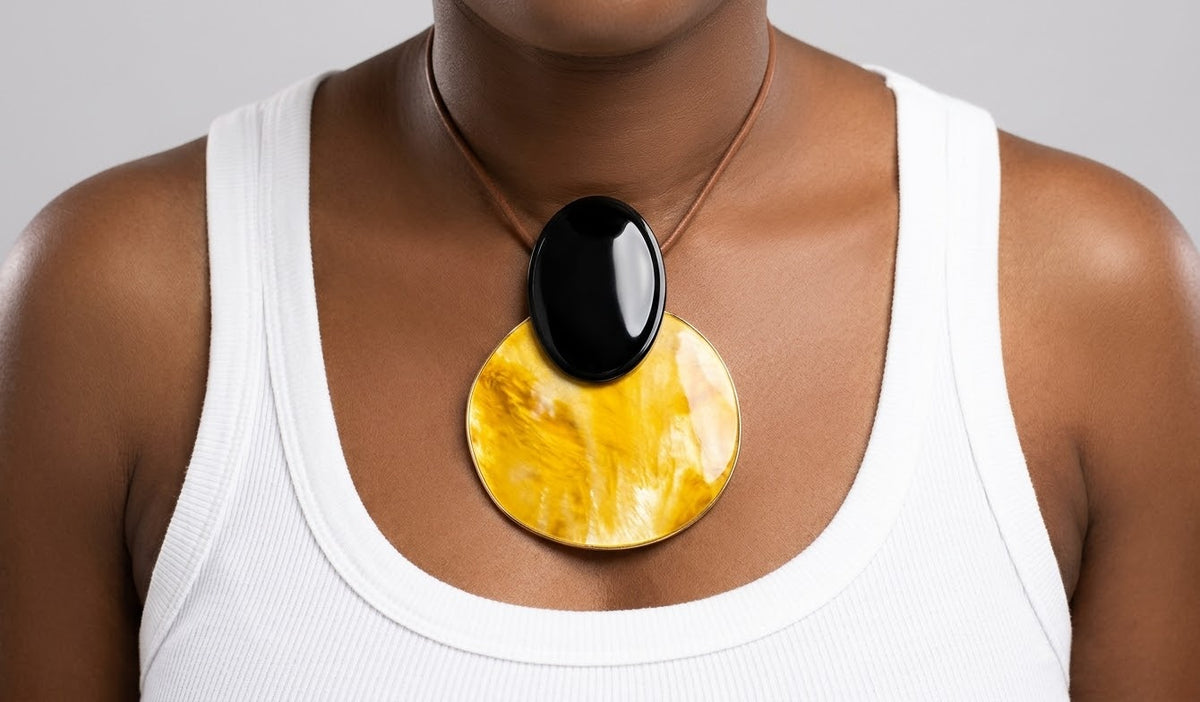 Abstract Resin Pendant Necklace