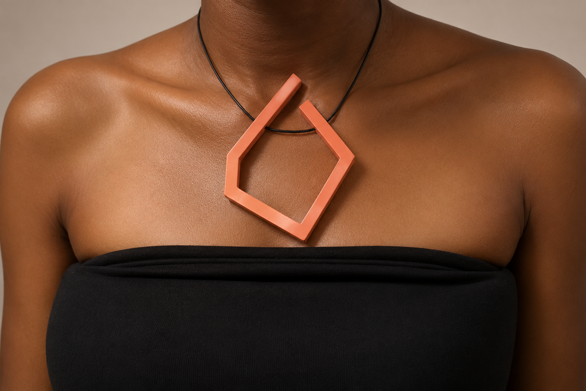 Geometric Wooden Statement Necklace