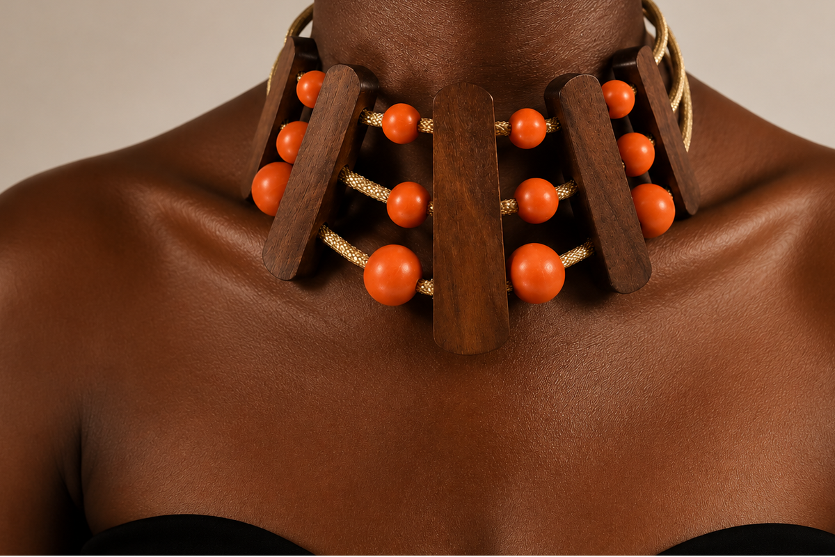 Bead, Rope, & Wooden Choker