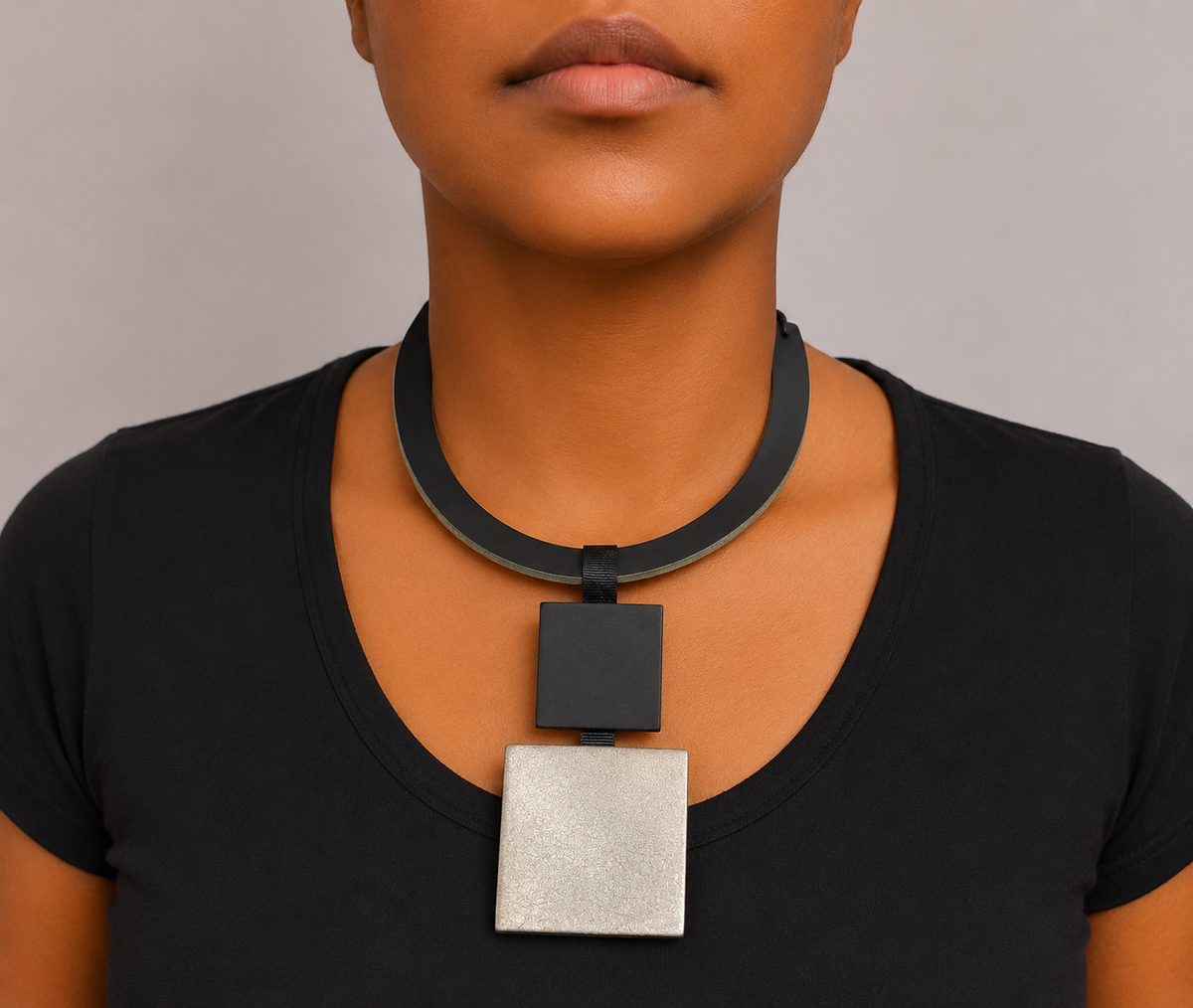Leather Choker Pendant Necklace